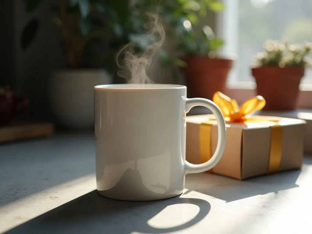 Reconnaître un mug de bonne qualité : cinq points à observer 3 Vue de profil d'un mug en céramique posé sur un plan de travail gris, la lumière latérale met en valeur l'anse et sa jonction avec le corps